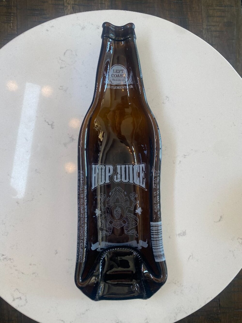 Left Coast Brewing Hop Juice Double IPA Melted Beer Bottle Spoon Rest Tray